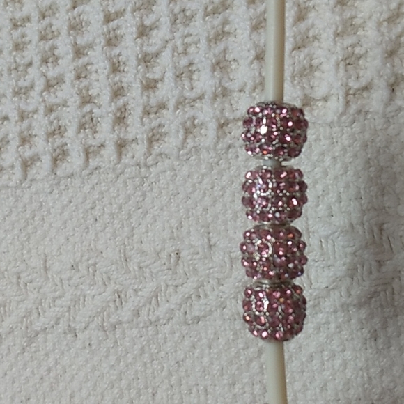 4 Beads pink Rhinestones Vintage for your bracelet - Picture 3 of 4